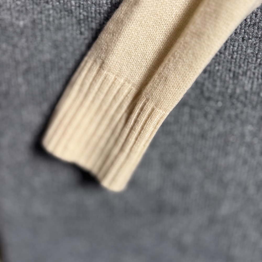 Eileen Fisher XXS XS Cream Gray Colorblock High Low Sweater Tunic Quiet Luxury - Picture 12 of 13